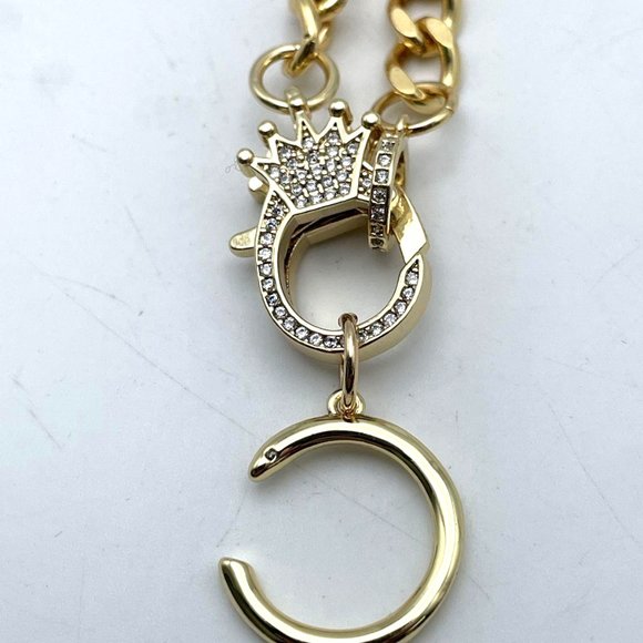 Melania Clara Women's Gold Plated Crown Hook Letter C Pendant Chain Necklace - Picture 4 of 5